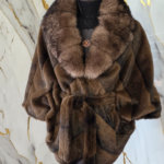 Short Alcantara Cape with Fox Fur