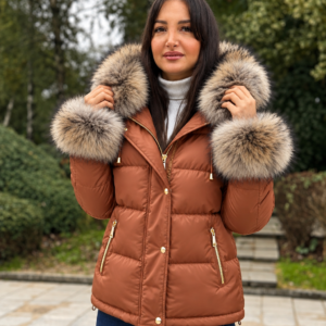 Matte Helly Riri Jacket with Raccoon Fur