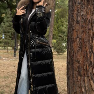 NEW Shinny Helly Riri Jacket with Racoon Fur - Слика 3