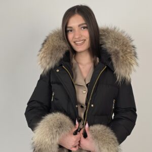 Matte Helly Riri Jacket with Racoon Fur