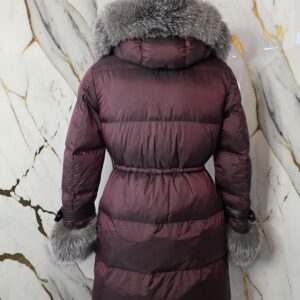 Mid Basic Jacket "Riri" with Frost Fox Fur on Sleeves decorated with Leather and Natural Fur - Слика 3